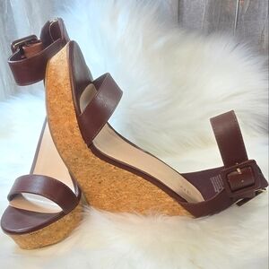 Shoedazzle Siedra Cork Wedge Sandal Size 8 Brown